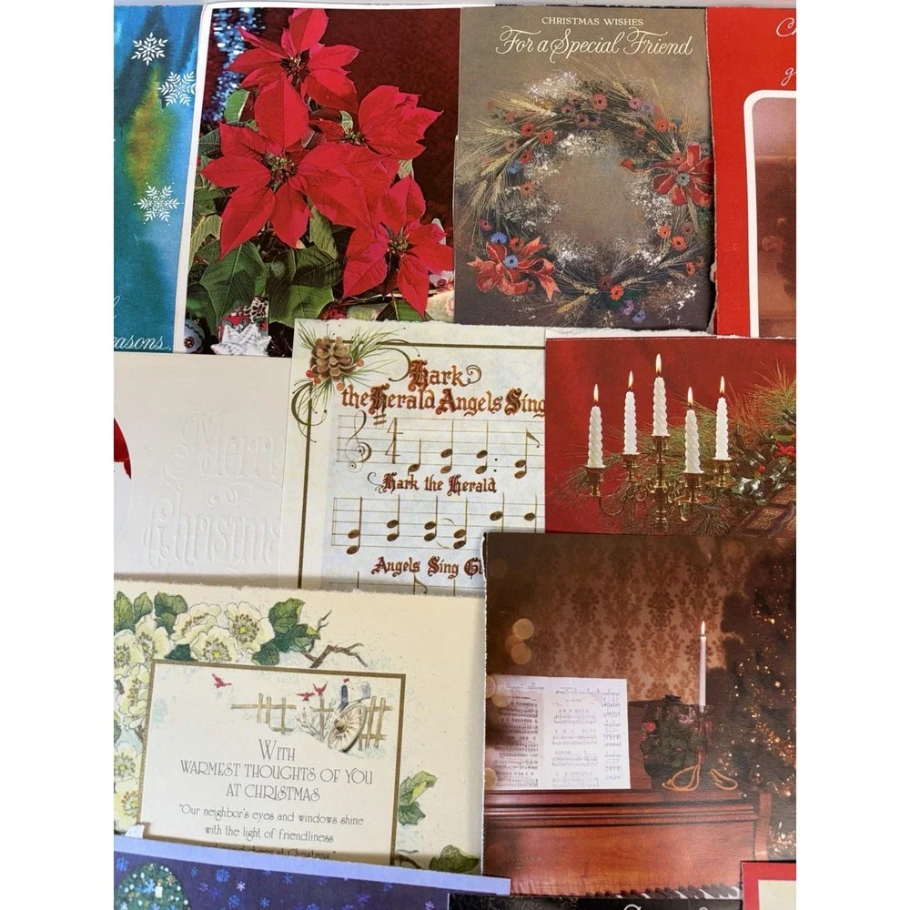 Vintage Christmas Cards Fronts ONLY Traditional Scrapbooking Decoupage Lot 50+